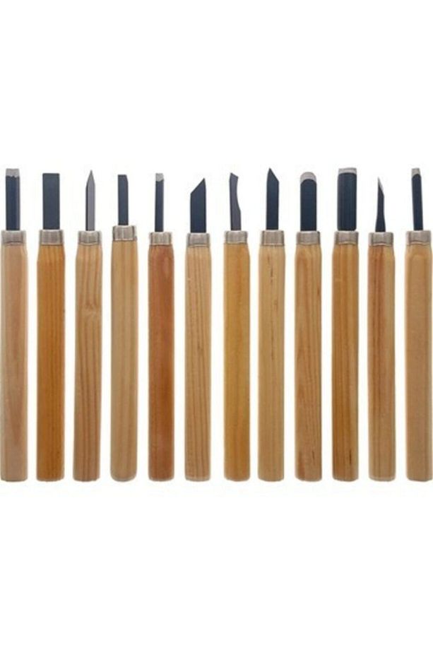 12 Parça Ahşap Oyma Set Ağaç Oyma Set Kalem Set Iskarpela - 6