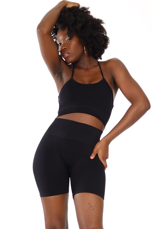 Virtus Push Up Seamless/Dikişsiz  Büzgülü Şort Siyah - 5