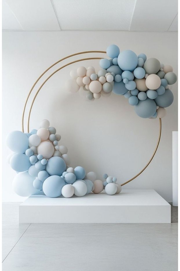 Macaron Baby Blue Glass Blue Balloon Chain Set of 100