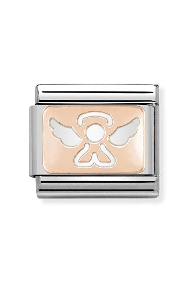 Composable Classic Plates In Stainless Steel With 9k Rose Gold Custom Angel