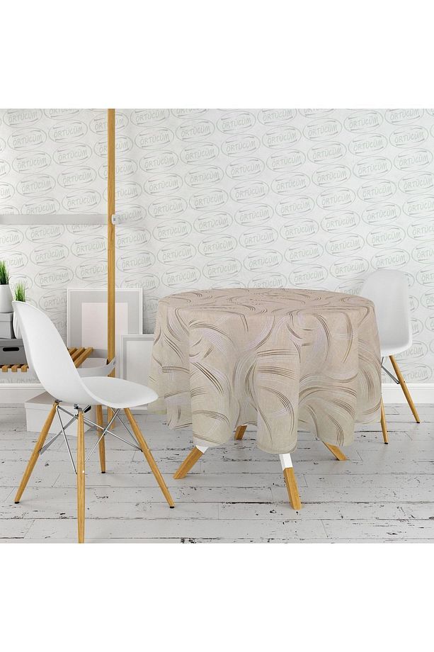 Pvc Muşamba Mutfak Yuvarlak Masa Örtüsü Elyaflı Astarlı Silinebilir Naylon 140 cm Modern - 5