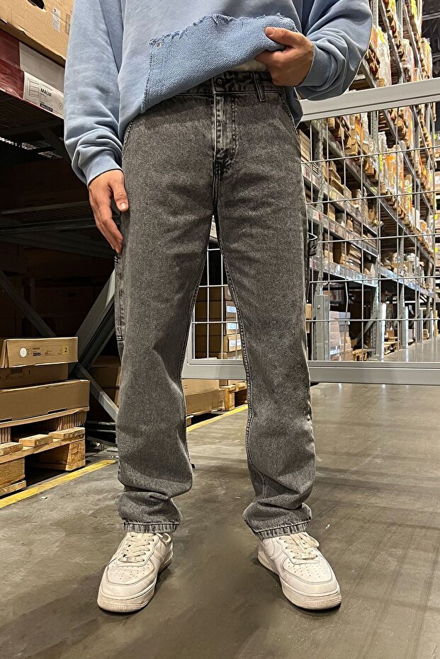 Anthracite Baggy Jean with Back Belt Detail