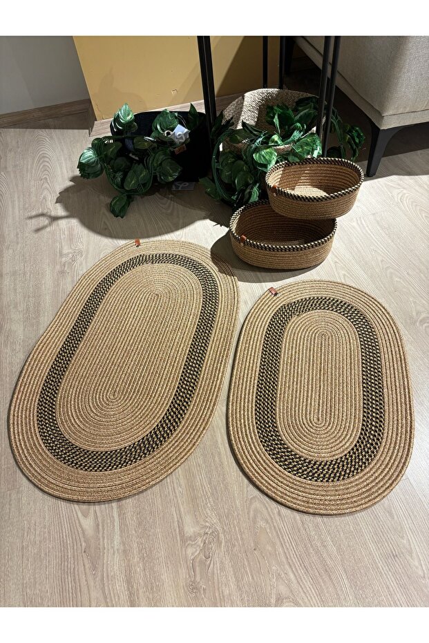 Amsterdam Jute, Wicker, Bathroom Mat Set, 4-Piece Bathroom Set 50 X 80 cm 40X60 cm