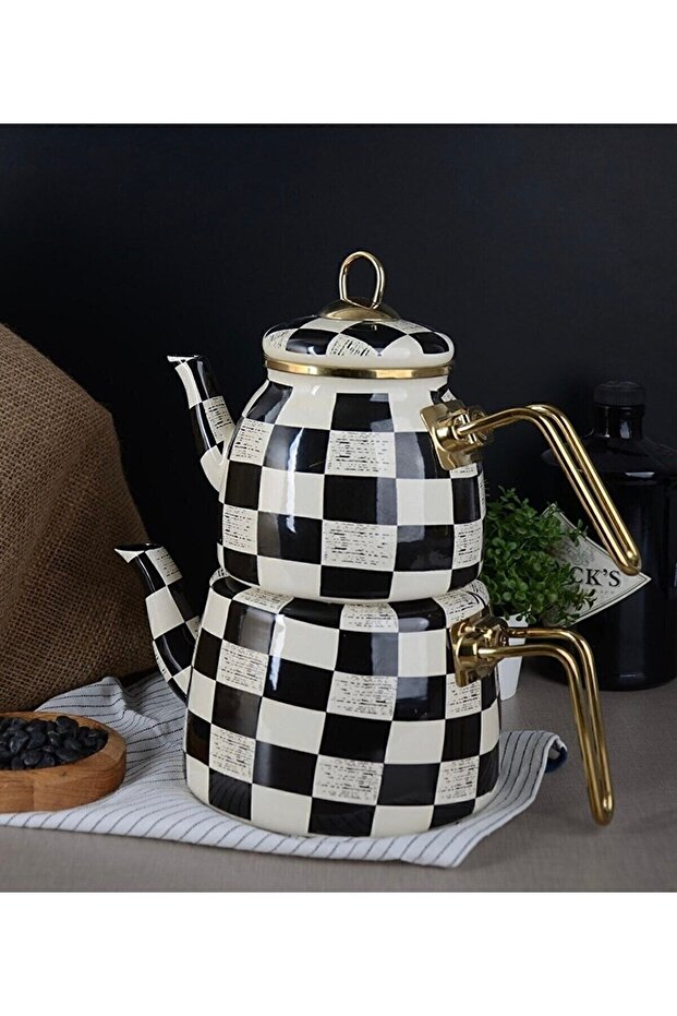 طقم إبريق شاي من Elite Class بنمط مربعات - 1