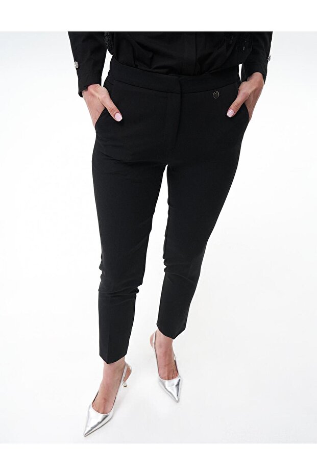 Havuç Kesim Basic Pantolon Siyah - 5