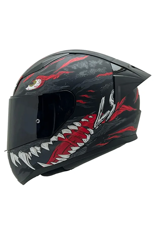 RAPID 2 RACE KAIJU MAT SİYAH-KIRMIZI KASK - 1