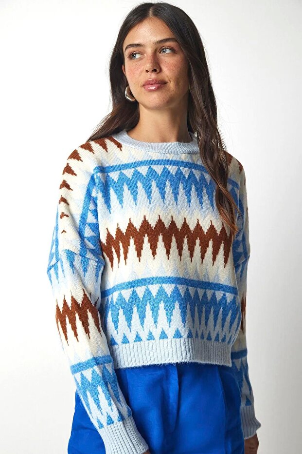 Patterned sweater blue