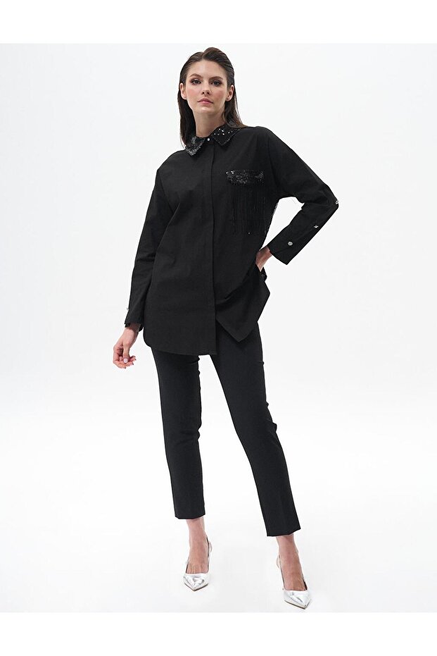 Havuç Kesim Basic Pantolon Siyah - 1