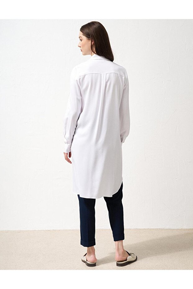 Patı Gizli Basic Uzun Tunik Optik Beyaz - 5