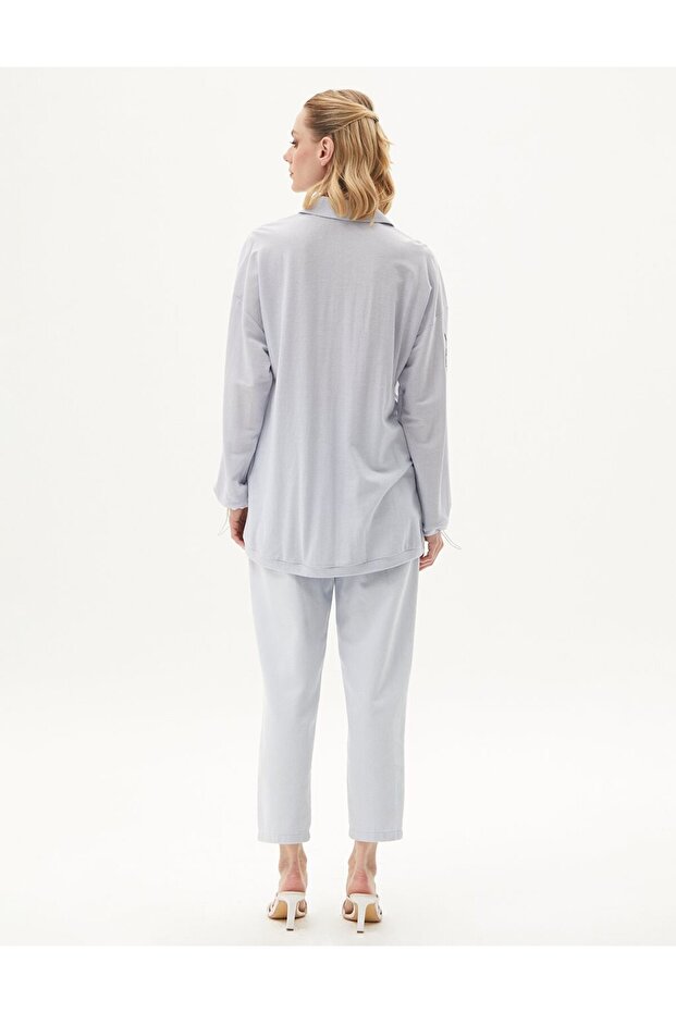 Nakışlı Sweatshirt Mavi - 4