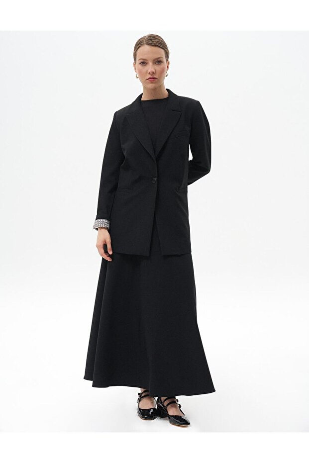 Fleto Cepli Basic Ceket Siyah - 1