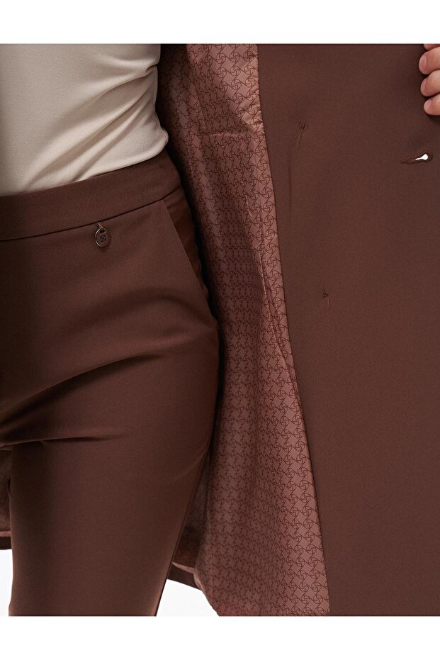 Basic Blazer Ceket Koyu Kahve - 4