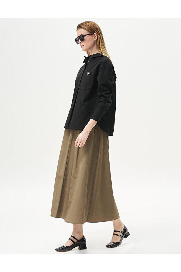 تونيك بوبلين أسود - نصف فتحة - 3