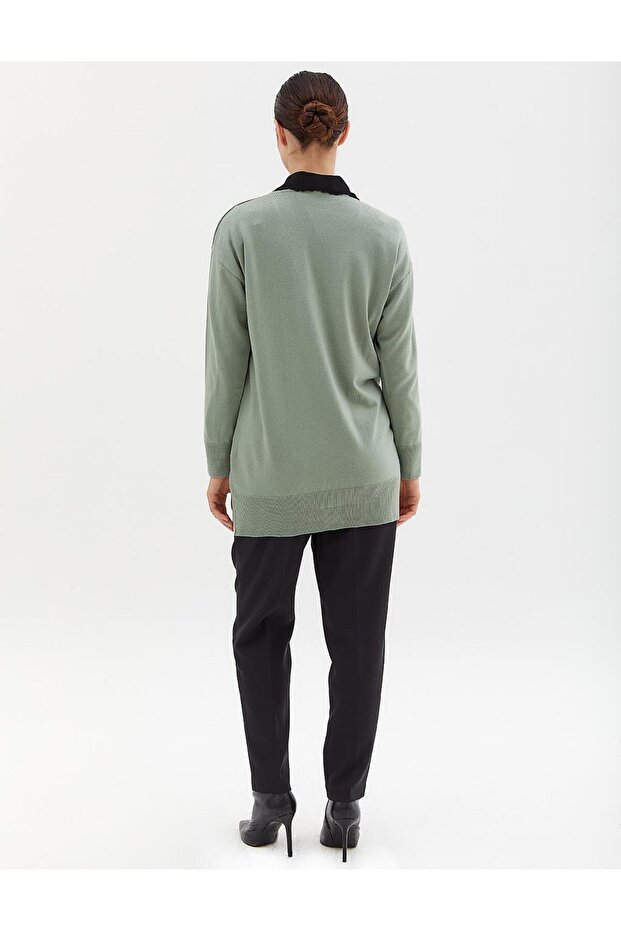 Basic Triko Hırka Yosun Yeşili - 4