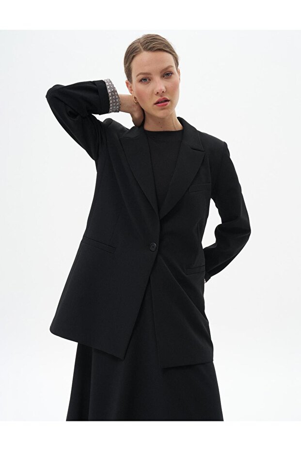 Fleto Cepli Basic Ceket Siyah - 5