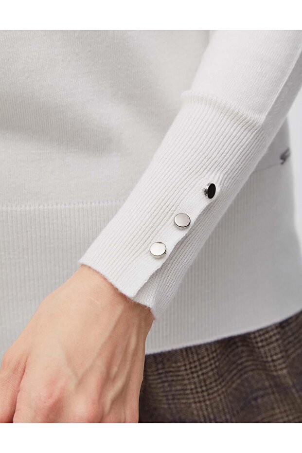 Basic Triko Bluz Ekru - 6