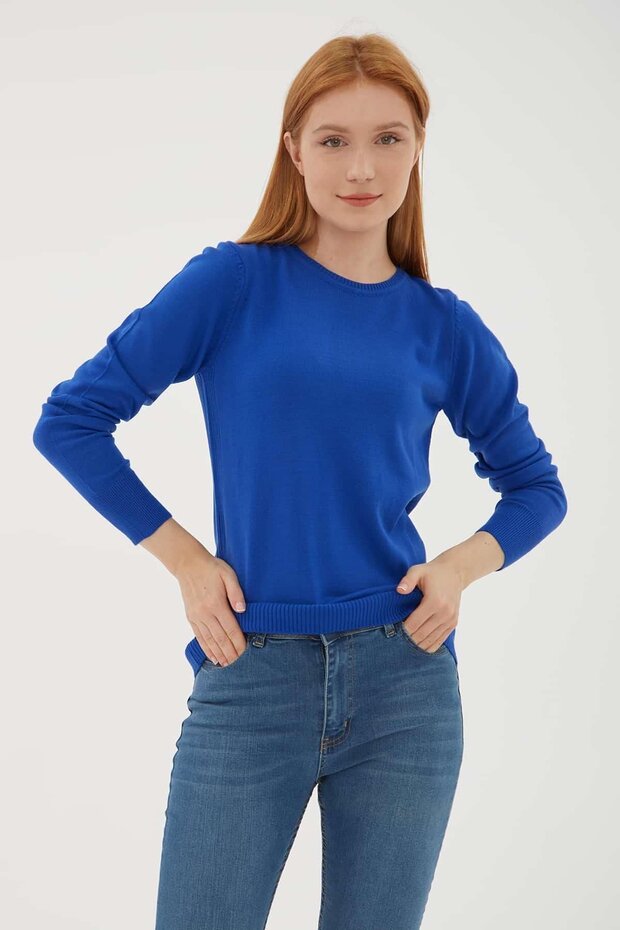 Crew Neck Sweater Cobalt Blue