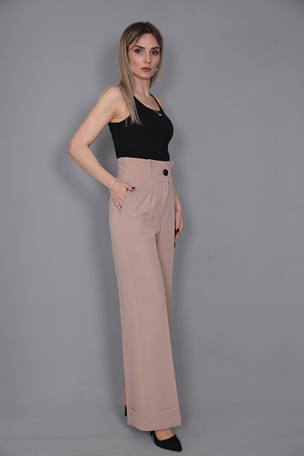 Duble Paça Yüksek Bel Pantolon-taş - 5