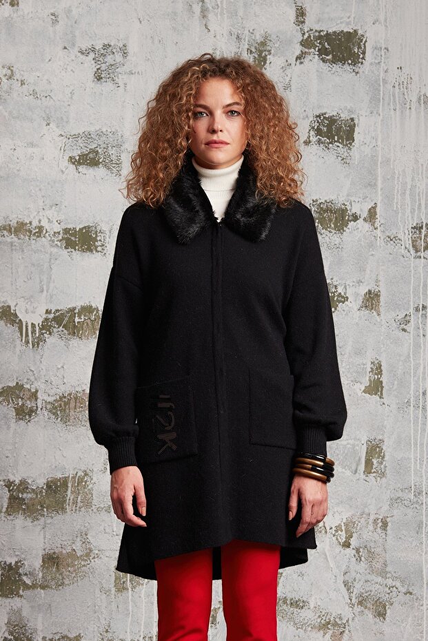 Payet Detaylı Hırka Siyah - 3