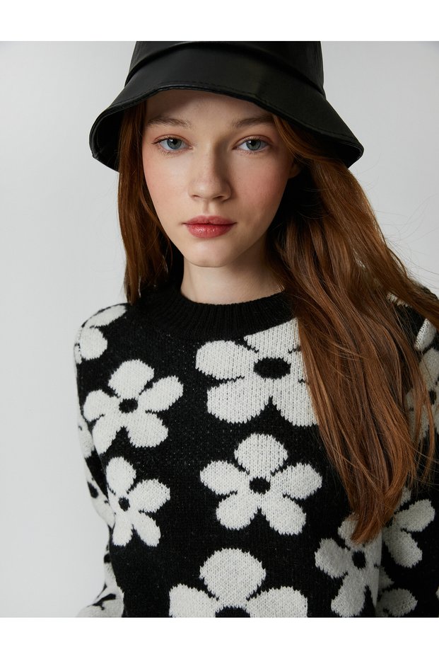Floral Knitwear Sweater Knit Crew Neck Long Sleeve