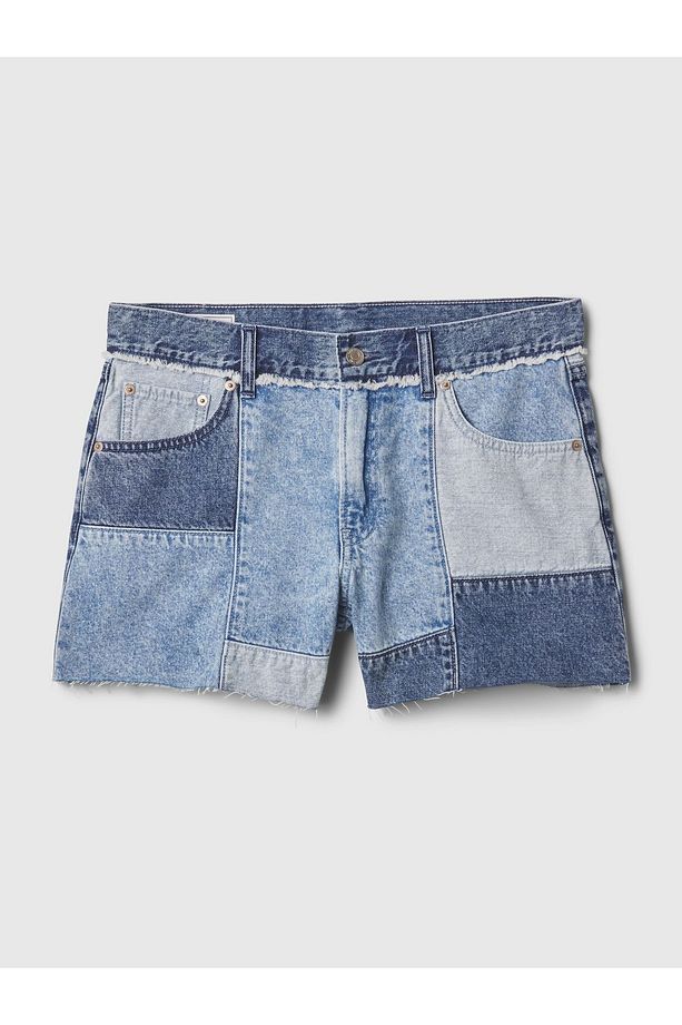 Kadın Mavi 4" Low Rise Stride Patchwork Denim Şort - 3