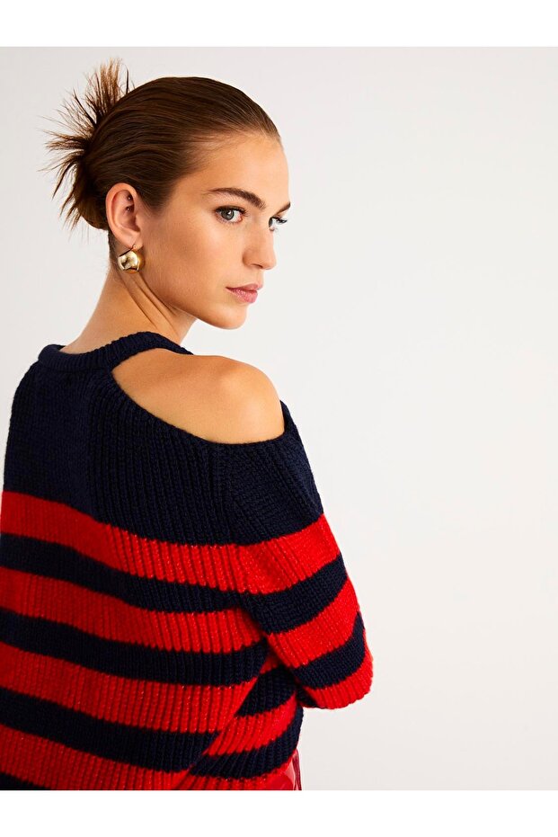 Çizgili Triko Kazak - 6