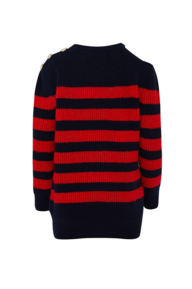 Çizgili Triko Kazak - 8