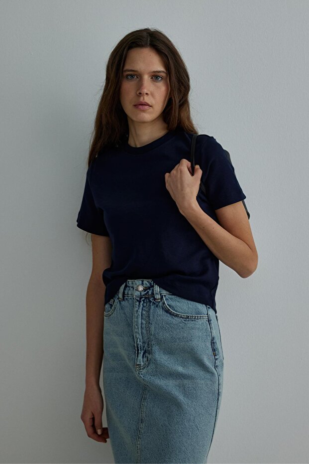 Lacivert Comfy Basic Tişört - 7