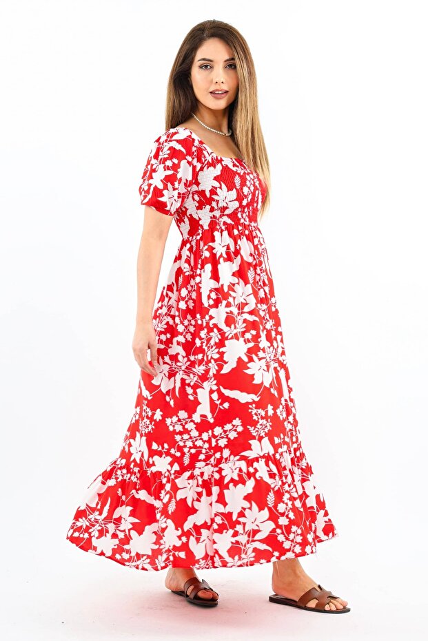 Women's Positano Red Gipeli Viscose Long Dress