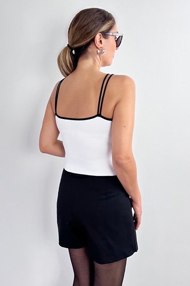 Kadın Kontrast Triko Atlet - 4