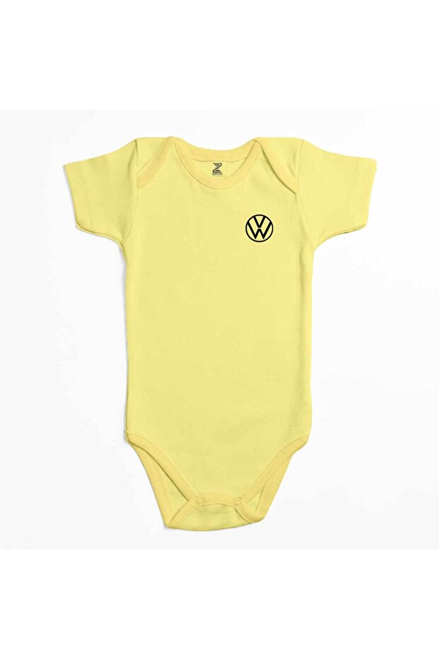 Volkswagen New Black Logo Yellow Color Baby Bodysuit