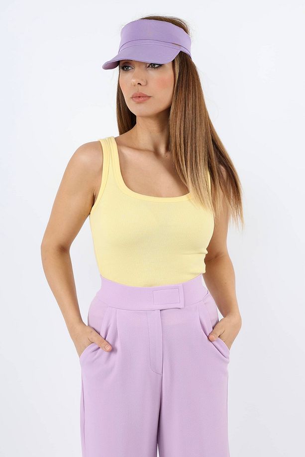 Kadın Cotton Premium Doku Sarı Pamuklu Basic Fitilli Atlet - 4