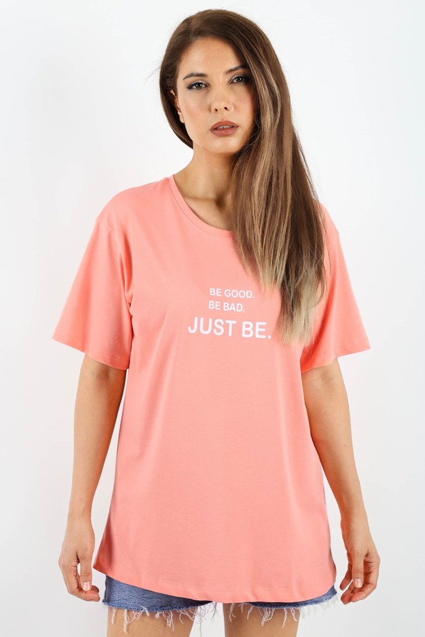 Women's Just Be Wide Cut 100% Cotton Salmon T-Shirt