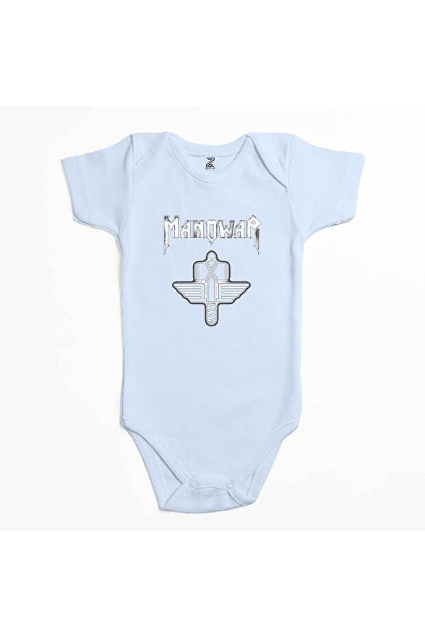 Manowar Sign of the Hammer Neon Blue Color Baby Bodysuit
