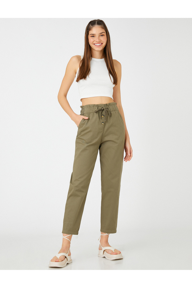 Carrot Trousers with Tie Waist Pocket Detail