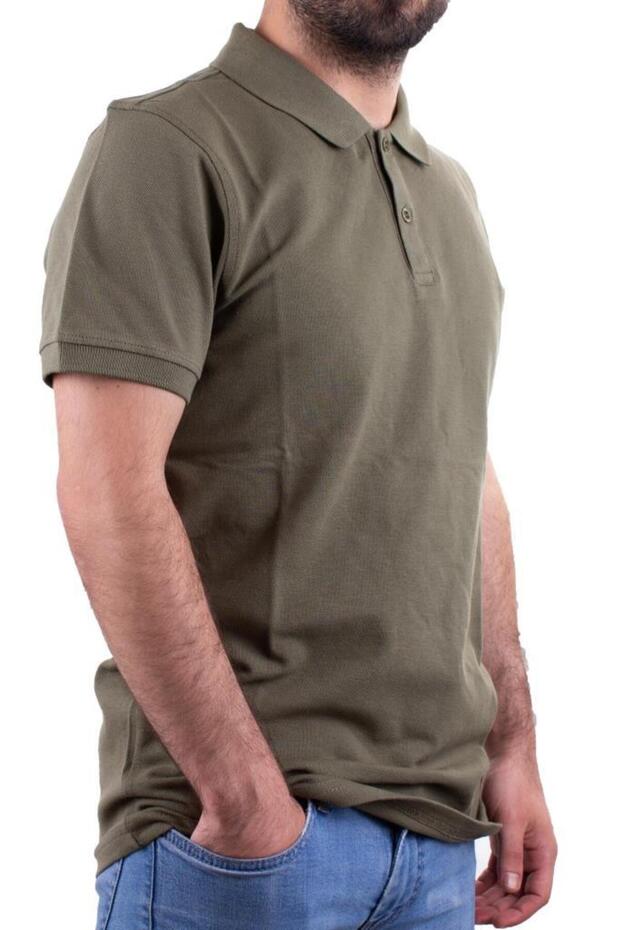 2277 Khaki Polo Neck Men's T-Shirt