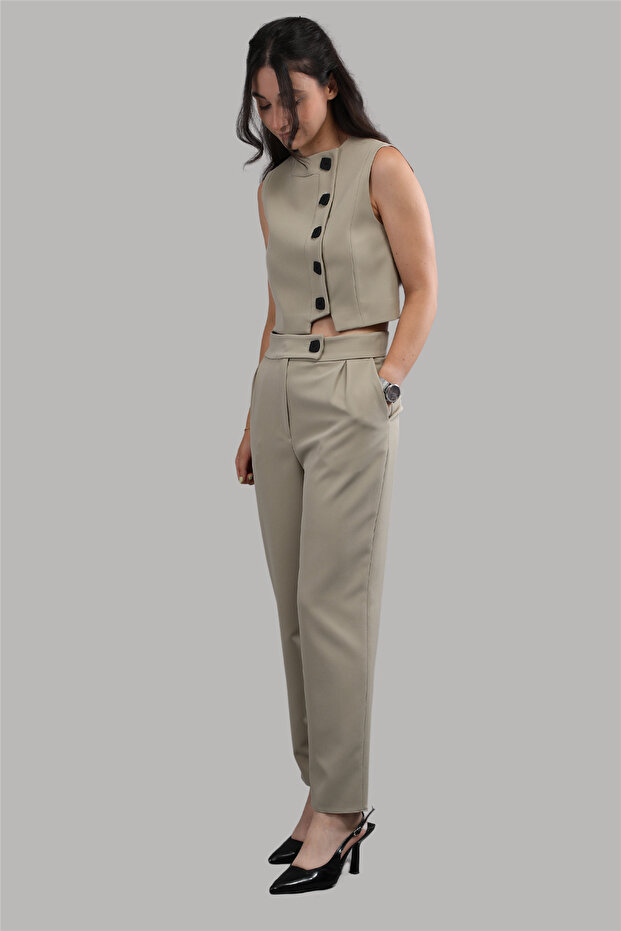Buttoned Vest Suit-Bamboo - 1525533