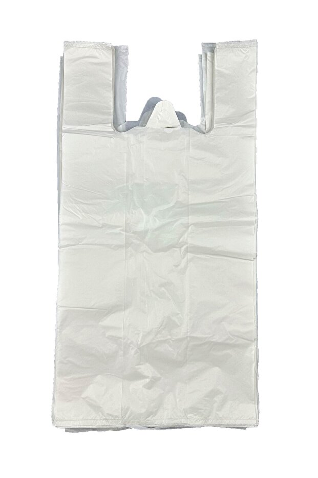 1 KG Kalın Beyaz Poşet Büyük Boy Hışır Atlet Poşet Market Manav Poşeti Çöp Poşeti - 1