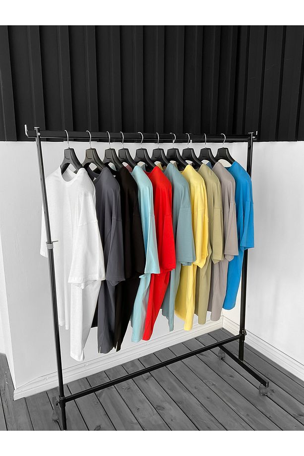 Sarı Yırtmaçlı Basic Oversize T-shirt By-1268 - 5