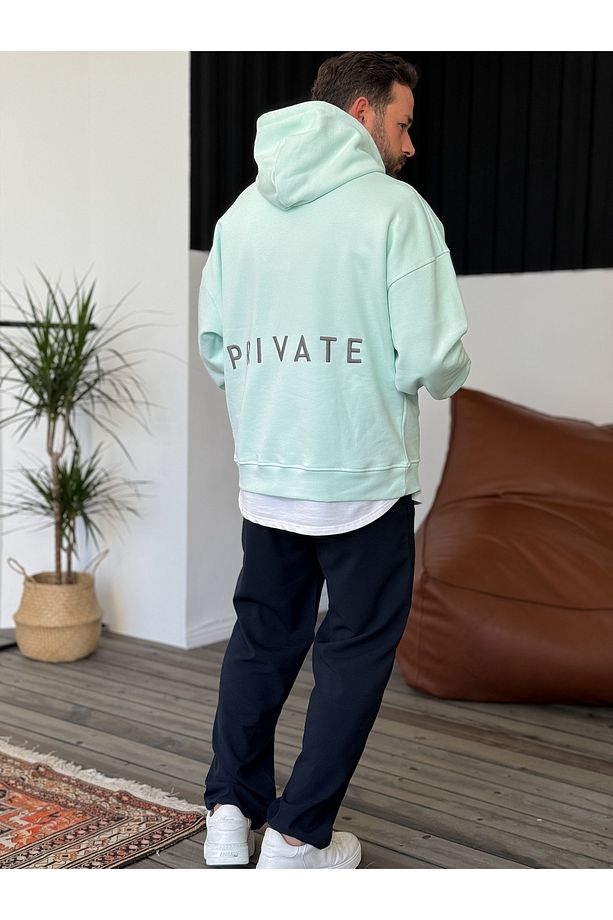 Mint Yeşili Heavyweight Private Nakışlı Sweat BY-053 - 4