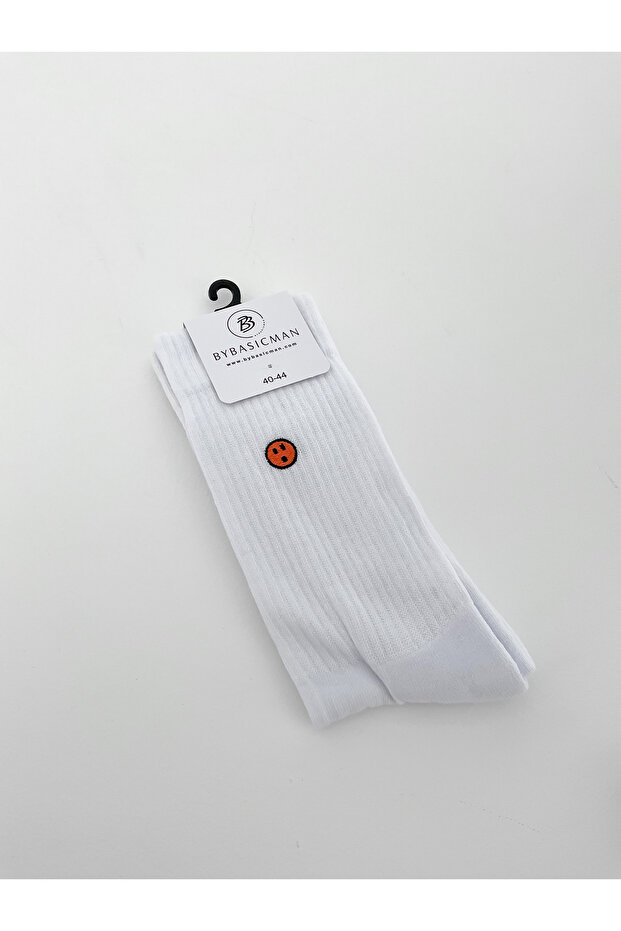 White Orange Emoji Socks - 1