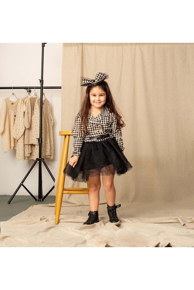 Children's Cotton Printed Fabric Ruffle Dress and Headband