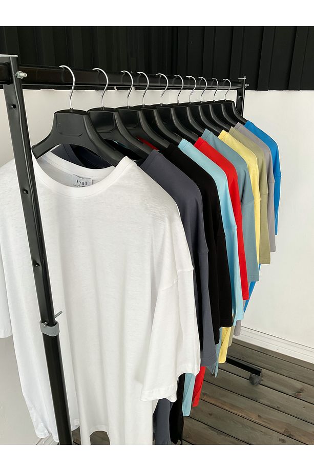Sarı Yırtmaçlı Basic Oversize T-shirt By-1268 - 6