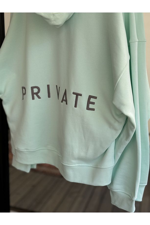 Mint Yeşili Heavyweight Private Nakışlı Sweat BY-053 - 3
