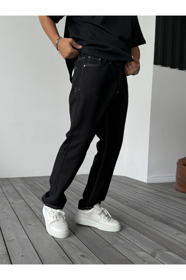 Siyah Dikişli Baggy Jean KE-563 - 3