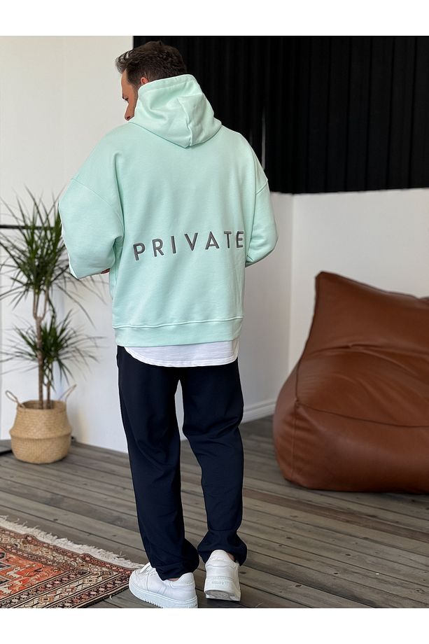 Mint Yeşili Heavyweight Private Nakışlı Sweat BY-053 - 5