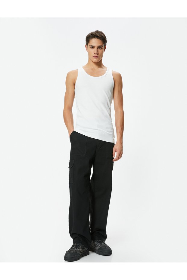 Cotton Blended Basic Tank Top - Round Neck