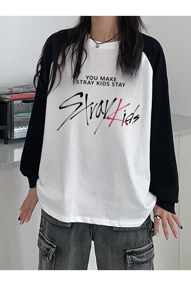 Mingalondon Stray Kids Reglan Long Sleeve Printed White T-Shirt