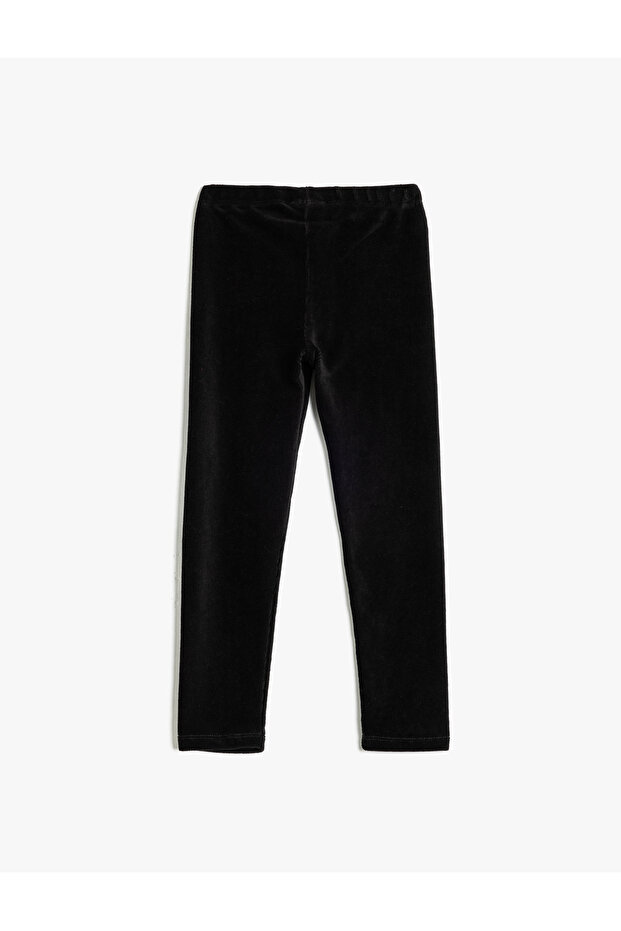 Basic-Samt-Leggings mit elastischem Bund aus Baumwollmischung - 2