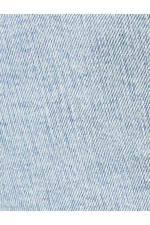 Slim Fit Kot Şort Bermuda Düğmeli Cep Detaylı - 6